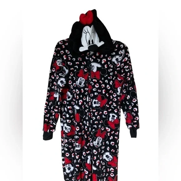 Disney Women’s Minnie Mouse Hooded‎ Full Body Plush Graphic Pajama Cosplay Small - Picture 3 of 8